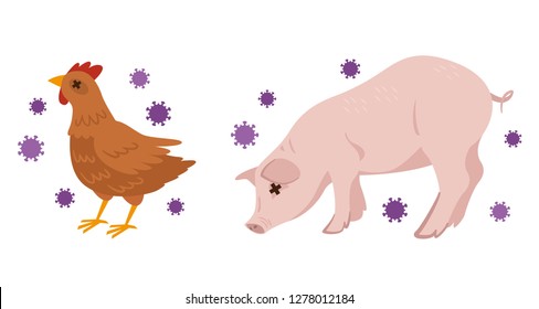 Illustration Of Avian Influenza And Swine Flu