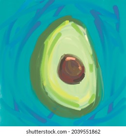 Illustration eines Avocado in einer Schnittausschnitt