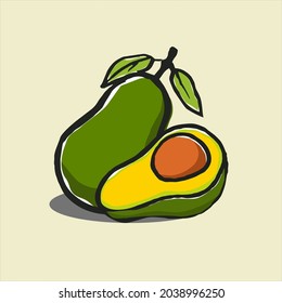 Illustration of avocado in fresh colors