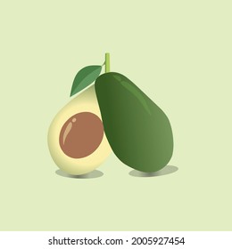 Ilustración de la fruta aguacate, adecuada para el aprendizaje de los niños y los libros infantiles