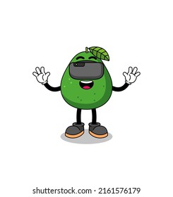 Illustration von Avocado-Früchten mit vr-Headset , Charakterdesign