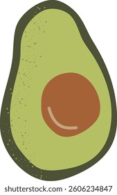 Illustration of an avocado halved