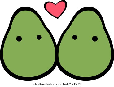 illustration of avocado icon, sticker,tshirt print, vector illustration