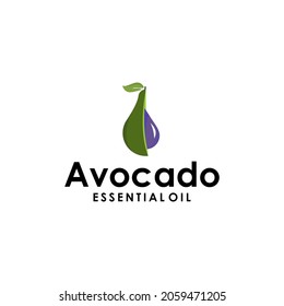 illustration avocado logo design vector symbol icon extract essential oil water concept leaf business beauty product spa nature idea ingredients
