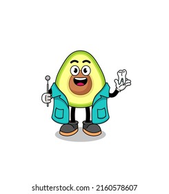 Illustration of avocado mascot as a dentist , character design