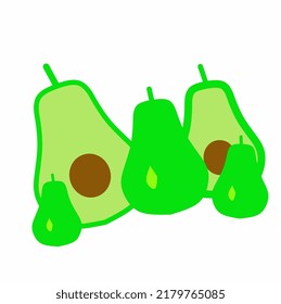 illustration of avocado on a white background