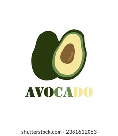 Illustration of an avocado on a white background.