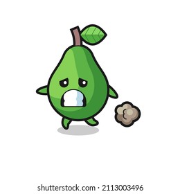 illustration of the avocado running in fear , cute style design for t shirt, sticker, logo element