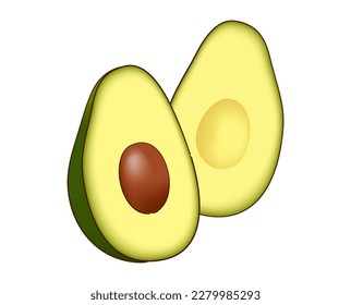 Illustration of avocado slice isolated in white vector
