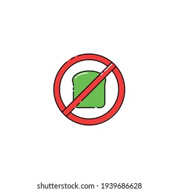 Illustration of avocado toast prohibition. warning sign. prohibition sign. forbidden sign. modern simple food vector icon, flat graphic symbol in trendy flat design style.