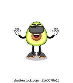 Ilustración de aguacate con auriculares vr, diseño de carácter