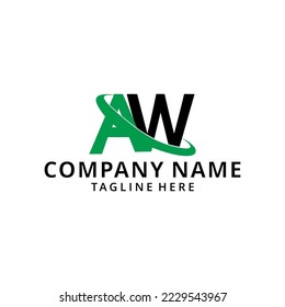 Ilustración AW inicial solapamiento del logo de la letra cisne negro verde