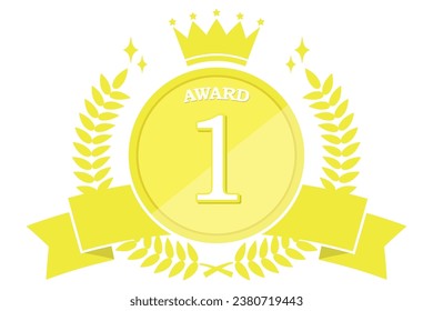 Illustration of award icon (No.1) with crown and laurel wreath.