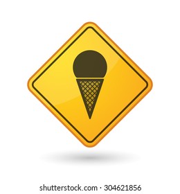 Illustration of an awareness sign with a cone ice cream