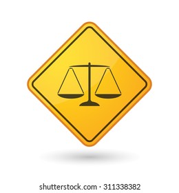 Illustration of an awareness sign with a justice weight scale sign