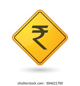 Illustration of an awareness sign with a rupee sign