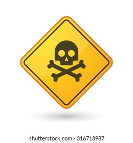 Illustration of an awareness sign with a skull