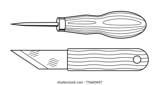 Illustration of the awl and knife tools