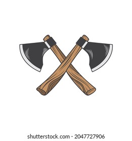 illustration of ax, tools for carpenters.