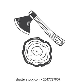 illustration of ax, tools for carpenters.