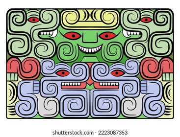 Illustration of the Aztec Gogs and Goddess