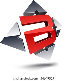 Illustration of "B" 3d design element.