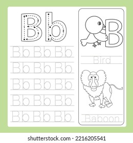 Illustration of B exercise A-Z cartoon vocabulary animal