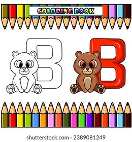 Ilustración de la letra B para el Oso para el libro de colorear