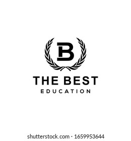 Illustration of a B sign with graphic decoration such as wheat stems on both sides.