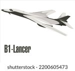 illustration b1 lancer,plane silhouette set vector design