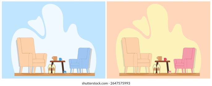 Ilustração de Babalar Günü ou Dia dos Pais, Traços Simbólicos de Pai e Filho, conjunto de ilustração representa o calor e simplicidade do Dia dos Pais ou Babalar Günü através de objetos diários simbólicos
