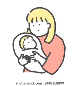 Illustration of a baby being held by a mother