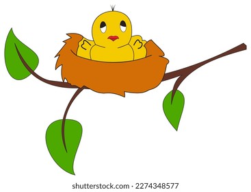 Illustration of baby bird in the nest