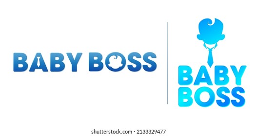 illustration of baby boss logotype lettering text effect  isolated white background, applicable for screen printing clothes, fabric printing textile, quotes, birthday card invitation, banner, poster