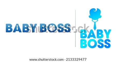 illustration of baby boss logotype lettering text effect  isolated white background, applicable for screen printing clothes, fabric printing textile, quotes, birthday card invitation, banner, poster Stock foto © 