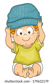 Illustration of a Baby Boy Wearing a Beanie