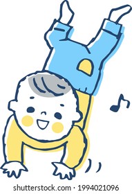 Illustration of a baby crawling in a good mood