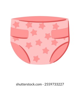 Illustration of baby diaper. New born baby girl Happy Birthday object.