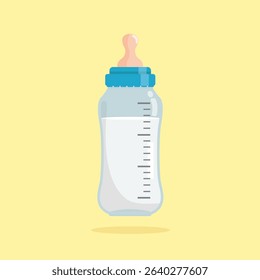 illustration of a baby drinking bottle with milk in it