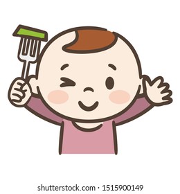 Illustration of a baby eating