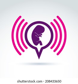 Illustration of a baby embryo. Chat on a pregnancy theme. Pregnancy and abortion idea Ã?Â¢?? social forum on medical theme. 