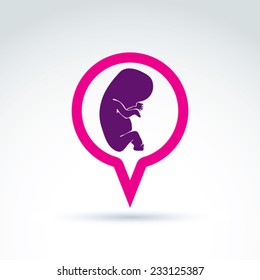 Illustration of a baby embryo. Chat on a pregnancy theme. Pregnancy and abortion idea Ã¢Â?Â? social forum on medical theme.