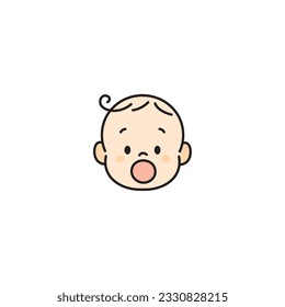 Illustration of Baby Face with Mouth Open