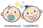 illustration of a baby faces on a white background