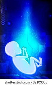 illustration of baby fetus in womb on abstract background