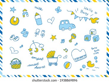 illustration of baby goods icons