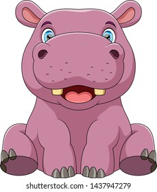 illustration of A baby hippo cartoon