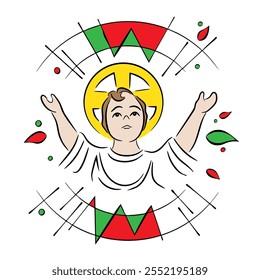 An illustration of Baby Jesus Christ line art element design vector illustration