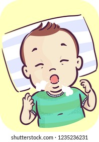 Illustration Of A Baby Kid Boy Coughing