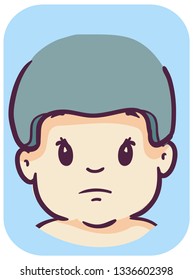 Illustration of a Baby Kid Boy Wearing a Cranial Band